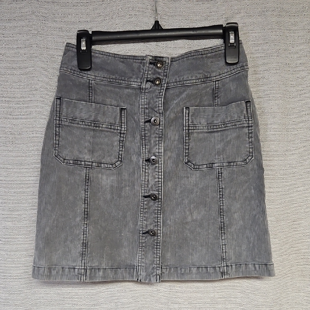 Prana Charcoal Button-Front Mini Skirt